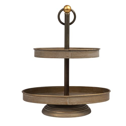 Creative Co-Op Decorative Metal Oval Two Tier Tray With Rustic Antique Copper Finish #TOP5