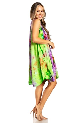 Sakkas Artemi Women's Casual Short Tie-dye Sleeveless Loose Tank Dress Cover-up4
