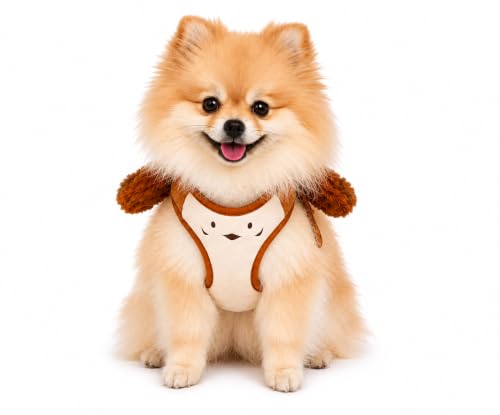 Peitoral com Guia para Cachorro Pequeno Modelo CORUJA Petbuco Coleira Peitoral Ajustável em Poliéster com Guia 1,5m (Pequeno 20-28 cm / 34-42 cm)