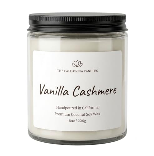 Vanilla Cashmere Handmade Candle Premium Fragrance Made with Premium Coconut Soy Wax and Used USA Grade Premium Fragrance Oil Clean Burn Relaxation Candle 8oz (Vanilla Cashmere)
