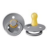 BIBS BPA-Free Natural Rubber Baby Pacifier | Made in Denmark (18-36 Months, Baby Blue/Iron) 2-Pack