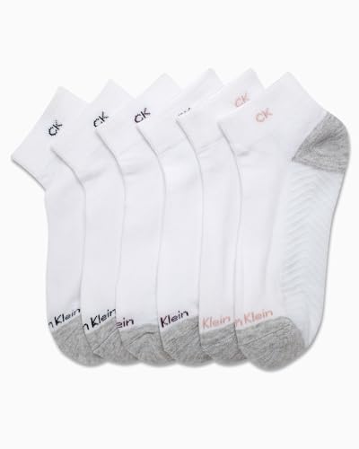 Image of Calvin Klein Womens Quarter Socks - 6 Pack Athletic Performance Cushioned Ankle Socks for Women for Running and Workout