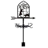 SUPERDANT Fenster Katze Wetterhahn Schmetterling Windrichtungsanzeiger Messinstrument Dachinstallation Wetterfahne FÜR Außen Garten Bauernhof Hinterhof Pavillon Scheune Kunst Dekoration Schwarz