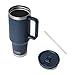 YETI Rambler 40 oz Travel Mug with Flip Straw Lid – Stainless Steel, Vacuum Insulated, Leakproof, Cup Holder Friendly, Navy