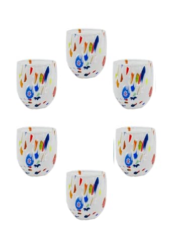 MurArt Bicchieri da Liquore di Murano Set da 6 bicchieri da 100ml Collezione Marea in vetro soffiato a mano in lavorazione artigianale Made in Italy
