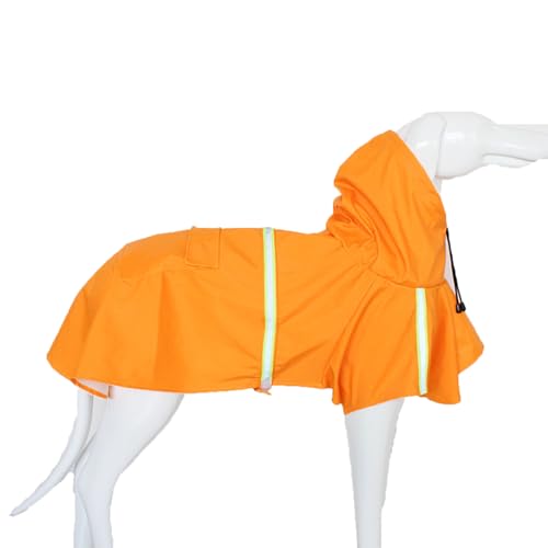 犬レインコート犬カッパ防雨マントレインコート防水防風着脱簡単レインコート防水服防水ペット服反射効果牽引ロープインターフェース、調節可能服、犬用ワンピース、弾性ビーム口です (オレンジ色の, XL)