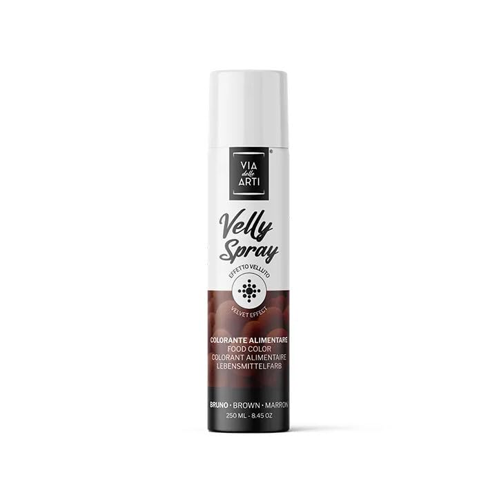 Bombe Spray Alimentaire Effet Velours, 250 mL - Pulvérisé sur vos Entremets, Bûches et Petits Gâteaux préalablement passés au congélateur (marron)
