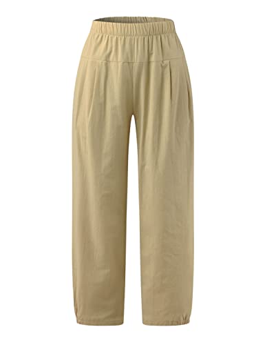 Image of Bozanly Summer Capri Pants for Women Casual Elastic Waist Cotton Linen Comfy Yoga Crop Pants Trousers 2026