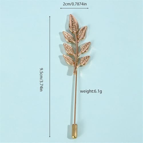 Image of coadipress Gentlemen Gold Silver Leaf Brooches Simple Elegant Retro Double Leaf Collar Pin Brooch Gold Silver Plant Leaves Brooches