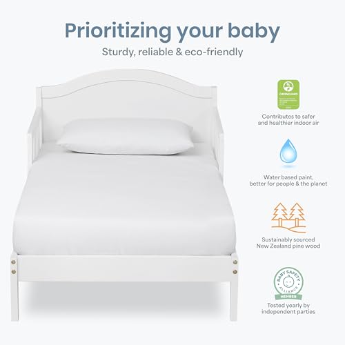 Image of Dream On Me Sydney Toddler Bed in White, Greenguard Gold Certified, BSA Certified, Low To Floor Design, Non-Toxic Finish, Safety Rails, Made Of Pinewood