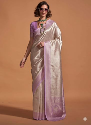 Image of SWORNOF Women's Banarasi silk Saree With Unstitched Blouse Piece