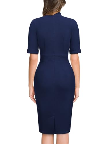 Miusol Women's Retro Half Collar Elegant Style Work Pencil Dress2