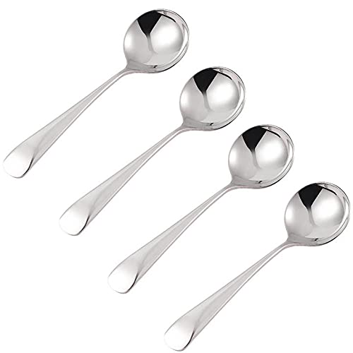 Set Da 4 Cucchiaini Da Zuppa In Acciaio Inox 304: Posate Grandi E Resistenti Per Cucina, Ristorante E Buffet - Colore Argento - 2