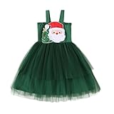 Festliches Weihnachtskleid für Mädchen Ärmelloses Ballkleid mit Tüll Tanzkostüm für Kinderfeiern (Green, 3-4 Years)