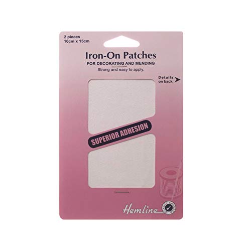 2 x White Poly Cotton Twill Iron On Patches Strong and Easy to Apply Patches for Repairs Sewing Fusible Multiuse Applique 10cm x 15cm / 4" x 6"
