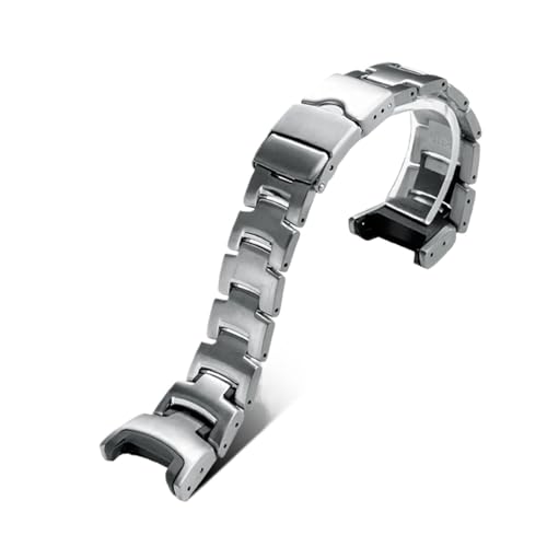 Bracciale con cinturino in titanio argento compatibile con orologio Casio Protrek 3135 PRG-130Y/T PRG-240 PRW-1500 Cinturino in metallo leggero con estremità concava
