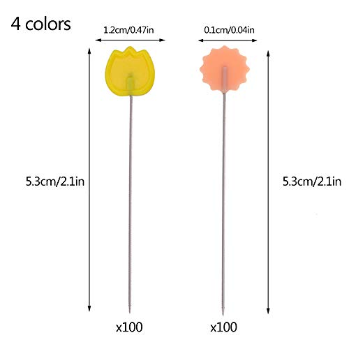 Quilting Pins 200Pcs Flat Head Decorative Sewing Pins/Long Straight Pins/Flower Head Pins/Colored Flat Button Pins With A Clear Cases, Extra Fine For Dressmaking Jewelry Components Flower (B) #TOP1