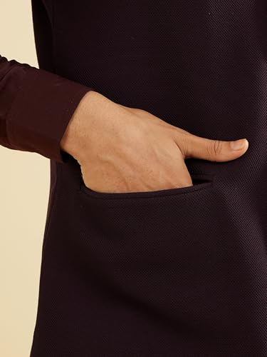 Image of Manyavar Men's Rayon Blend Textured Ethnic Jacket (1pc)
