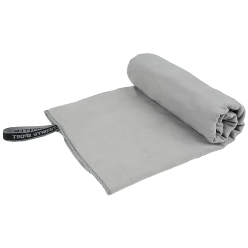 H HANSEL HOME Toalla Gimnasio de Microfibra Gris - Ligera, Compacta, Absorbente, Secado Rápido - Ideal para Gym, Viaje, Piscina, Playa - 39x55cm - Disponible en 4 Tamaños y 3 Colores