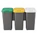 Tontarelli Set 3 PAPELERAS DE Reciclaje 77x32x47,5 cm, Triple, 75 litros