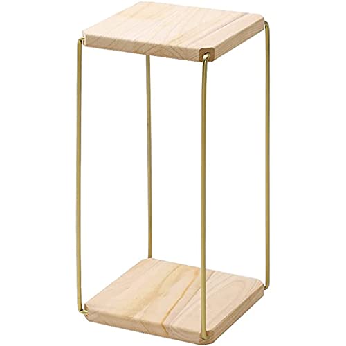 OQHAIR 2 Formas de instalación Soporte de Hierro Estantes de Plantas de Metal Estante de Almacenamiento para macetas Soporte de Madera de 2 Niveles Interior al Aire Libre (Color: Color de