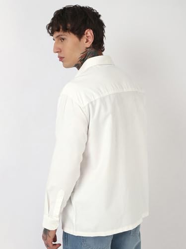 Chemise oversize homme imprimé lettres blanc XXL Bewakoof - 3