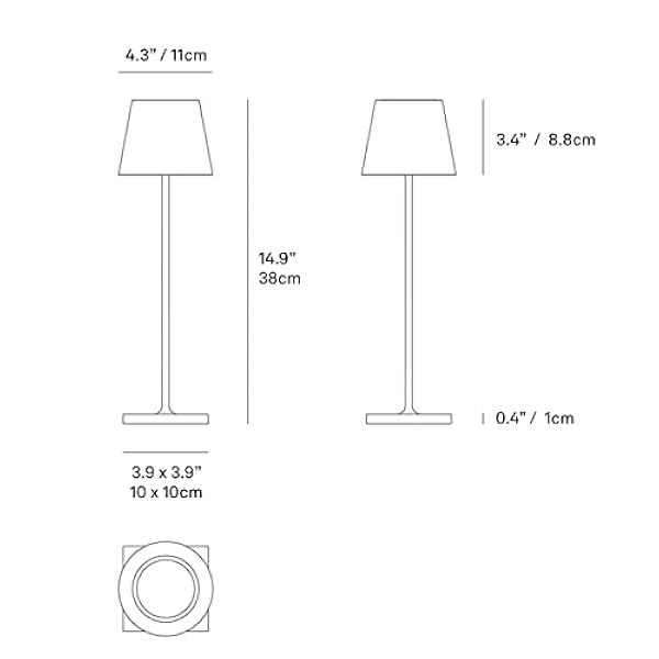 Zafferano Poldina Pro, Lampada da tavolo LED senza fili Ricaricabile, Dimmer touch 2700-3000K, ricarica wireless, IP65 Uso Interno/Esterno batteria Lunga Durata, Corpo in Alluminio, H38cm - Bianco