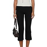 FeMereina Women Skinny Capri Leggings Bow Tie Up Knee Length Capris Pants Sexy Stretchy Slim Fit Cropped Trousers (Black, M)