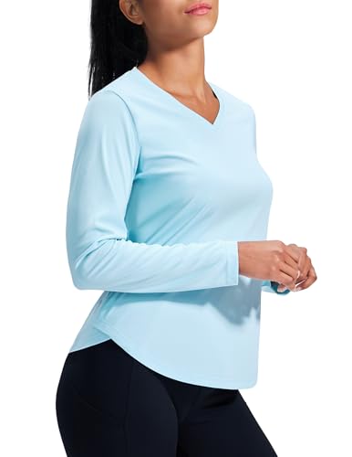 Image of MIER Womens Long Sleeve Sun Shirt UPF 50+ Quick Dry V-Neck Workout Tops