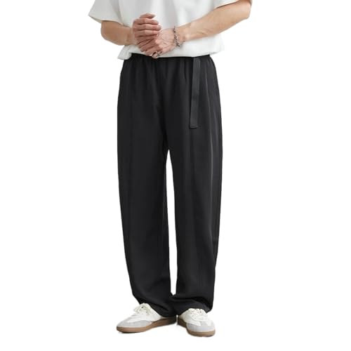 Men's Solid Color Casual Pants Summer Youth Loose Straight Korean Sports Pants Thin Wide Leg Trousers