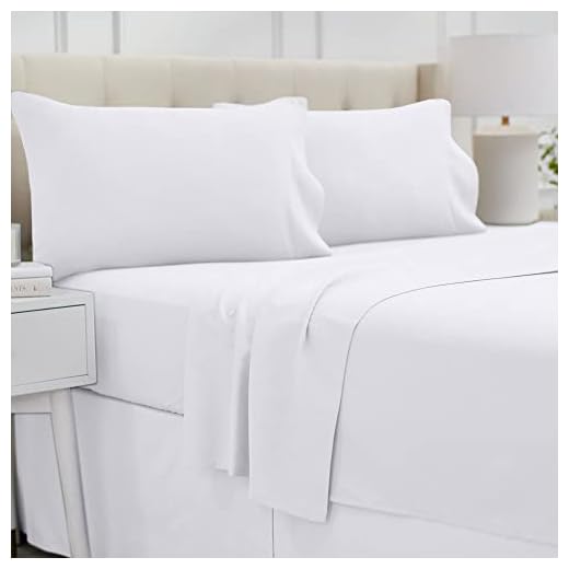 lalaLOOM Luxury Queen 4 Piece Sheet Set, Soft Microfiber, Extra Deep Pocket Pillowcases Sets, Breathable Linen Bed Sheets, Hotel Quality Bedding, Wrinkle Stain and Fade Resistant, Bright White