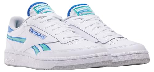 Reebok Unisex Club C Revenge Sneaker, White/Kinetic Blue/Unleashed Green, 9.5 Women/8 Men2
