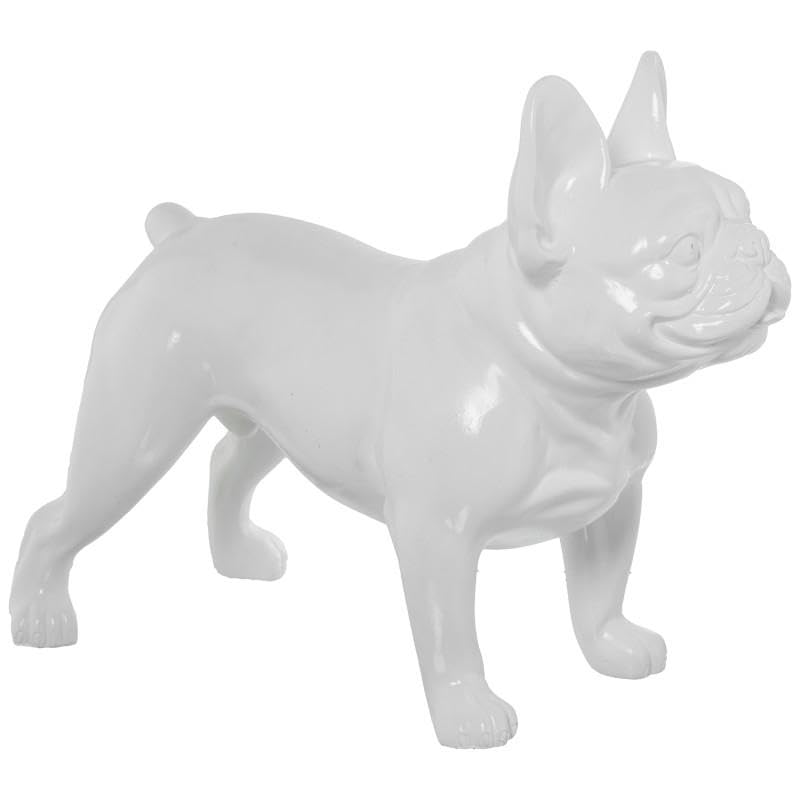 Chien en céramique blanche brillante, figurine décorative protectrice et élégante