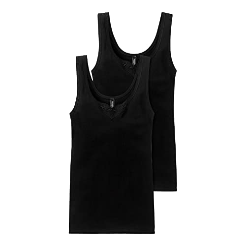 Preisvergleich Produktbild Schiesser Damen Trägertop (2er Pack) Unterhemd, Schwarz (Schwarz 000), 48 EU