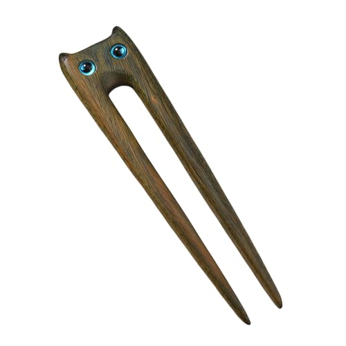 JUYAXIN 木製 猫 ヘアアクセサリー 多機能 ファッション ヘアジュエリー ユニーク キャット ヘアピン ウッド テクスチャ どんな服装にも適しています