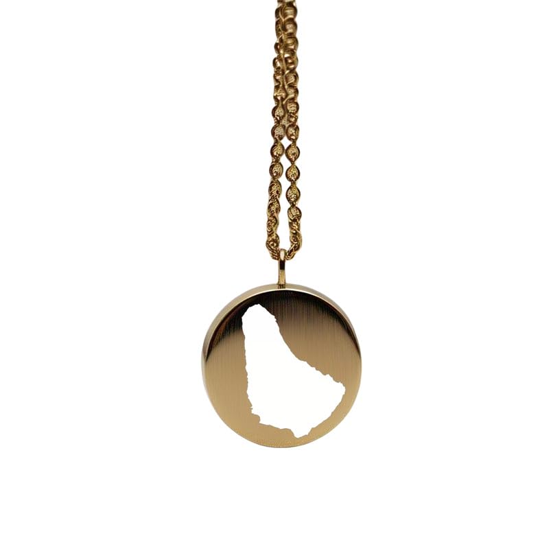 Pendentif carte de la Barbade en argent sterling plaqué or 14 carats, forme ronde de 24 mm et épaisseur de 1,5 mm, breloque Terre, bijou de voyage délicat | Médaillon gravé Aventure | LKB_MAP_291