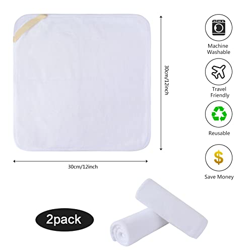SINLAND Microfiber Facial Cloths Fast Drying Washcloth 12inch x 12inch White 2 pack - Thumbnail 2