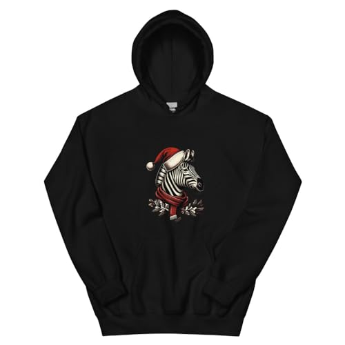Sweat à capuche zèbre Noël noir sweat-shirt chaud taille L