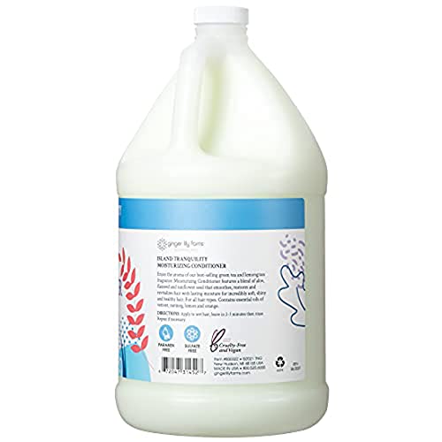 Ginger Lily Farms Botanicals Moisturizing Conditioner For Dry Hair, Island Tranquility, 100% Vegan & Cruelty-Free, Green Tea Lemongrass Scent, 1 Gallon Refill (Pack Of 4) #TOP2