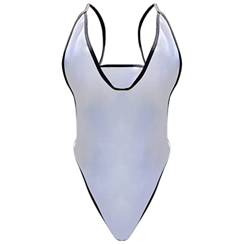 Bañadores Deportivos Mujer Bañadores Mujer Interior Sexy para Traje de Baño de Una Pieza Deportiva Bikini Correa Puntos Pijama con Cuello en V Tallas Grandes Traje Baño (White S)