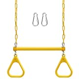 Covzoe Trapeze Swing Bar Rings, 17' Heavy Duty Plastic Coated Chains Swing Set Chain with Locking, Trapeze Monkey Bar Accessories for Home Gym, Strength Training, Fitness