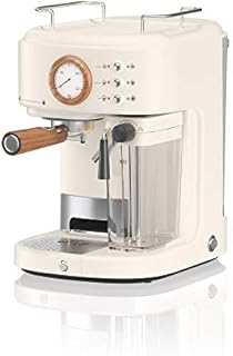 Swan Nordic One Touch Espresso Machine, Cotton White, 15 Bars of Pressure, Milk Frothing Steamer, 1.7L Tank, Scandi-style, SK22150WHTN
