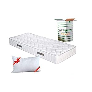 EVERGREENWEB – Materasso Singolo 80×190 in Waterfoam Alto 20 cm con Cuscino Memory Foam, Ortopedico, Rivestimento Bianco Effetto Massaggiante, Tessuto Antiacaro per Tutti Reti o Letti Singoli Fashion