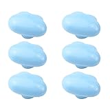 FarBoat 6pcs Cute Cloud Shape Ceramic Drawer Knobs Safe Rounded Edge Cabinet Pulls Handles for Kids Room (Baby Blue)