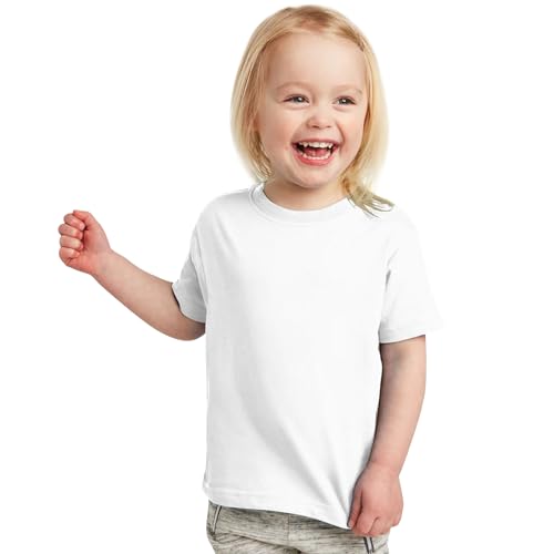 Mädchen Kurzarm T Shirts Sommer T Shirt Mädchen Rundhalsausschnitt Tshirt Oversized Casual T Shirt Oberteile Bequemes (DE/NL/SE/PL, Numerisch, 110, Regular, Standard, Weiß)
