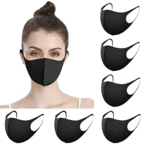 CLASSYMESSI Scuba Mask Unisex Comfortable Pack of 6 Face Mask Reusable Washable Water Resistant Cloth Mask Made in Korea (Black Free Size Pack of 6)-picture-12