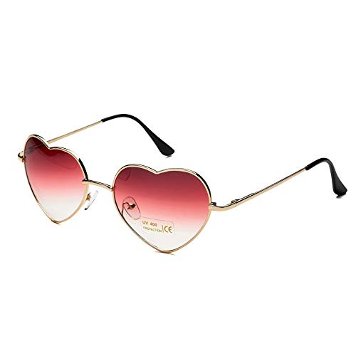 Dollger Gafas de Sol Corazón para Mujer Gafas de Sol Forma Corazón Marco Metal Love Style para Mujer Protección UV400 Cover