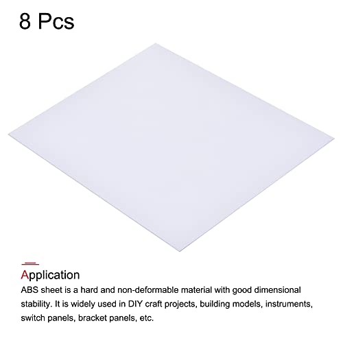 Image of MECCANIXITY White ABS Plastic Sheet 10x8x0.02inch for Building Model, DIY Crafts, Panel, Pack of 8
