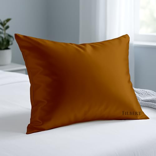 Image of Filbert Premium Satin Pillow Covers | Silky Satin Nights Where Comfort Meets Glamour | Best Gifting Collection - 18 inchx28 inch Inch - Copper