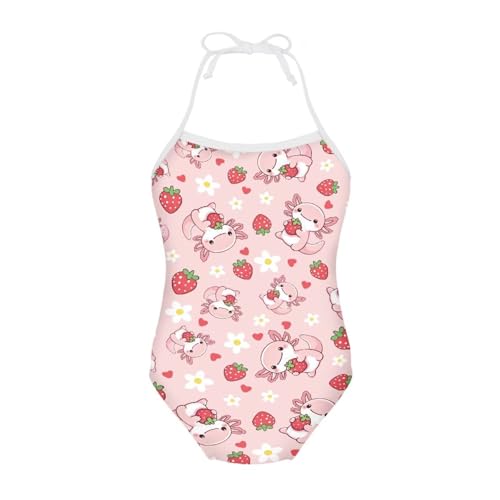 Image of One Piece Swimsuit for Girls Beach Bathing Suit Halter Straps Sports Swimwear for 1-10 Year Toddler Kids